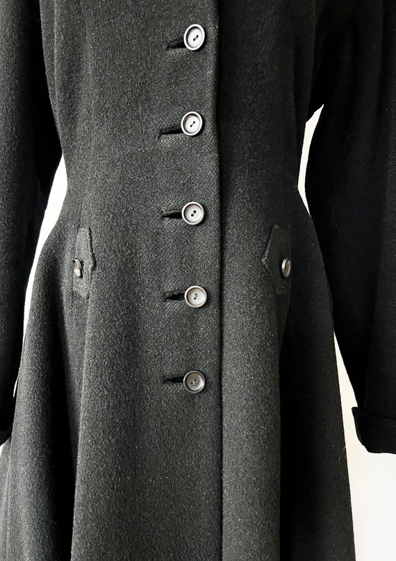 1950s Black Princess Coat, 1950s Heavyweight Prin… - image 6