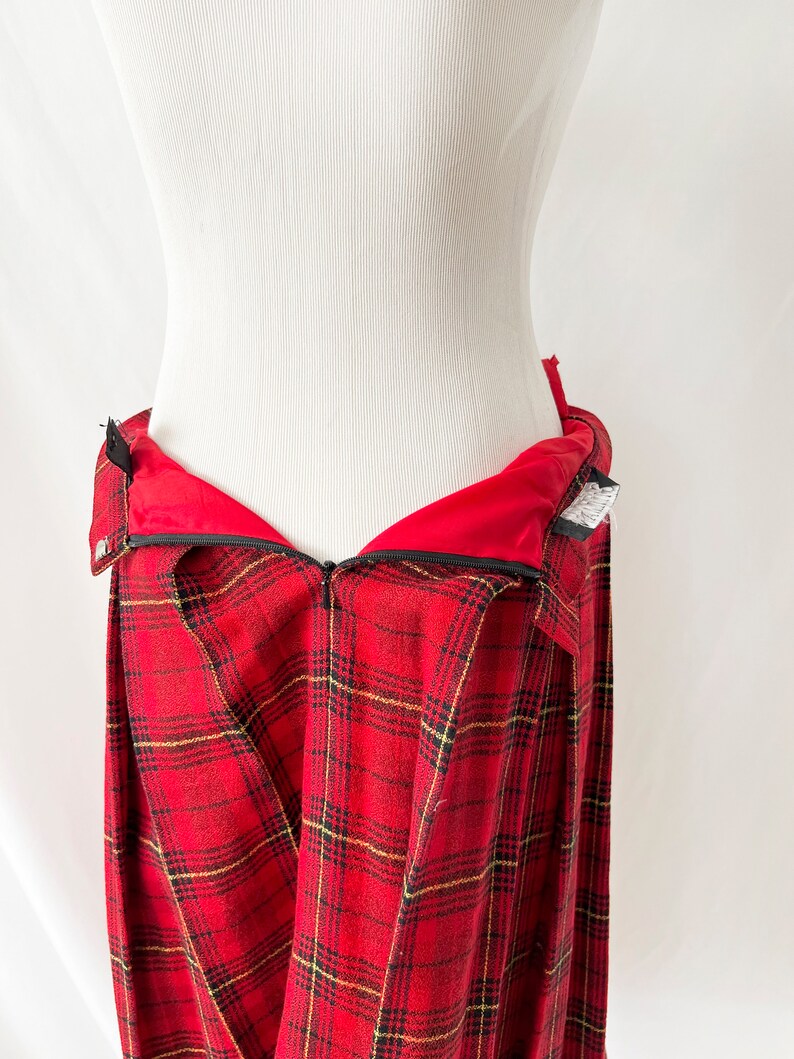 vintage 90s red plaid pleated skirt size 6 image 6