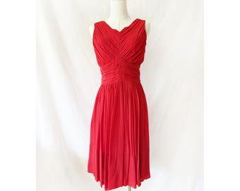 Vintage Red Silk Chiffon Dress
