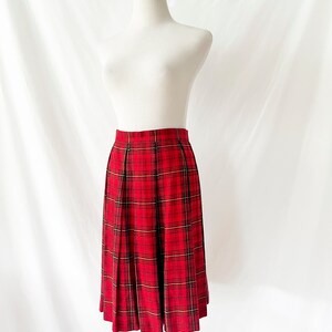 vintage 90s red plaid pleated skirt size 6 image 2