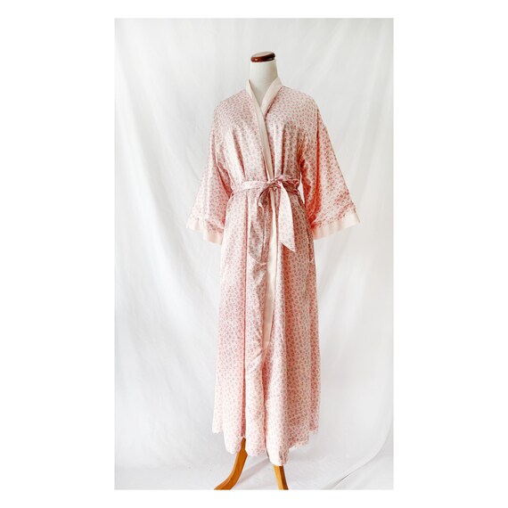 Vintage Pink Flower Satin Robe by Flo Weinberg