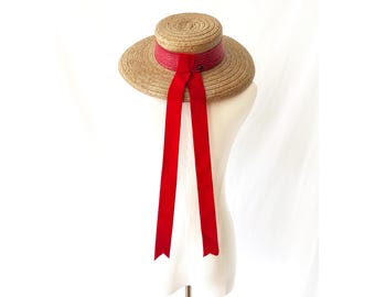 Vintage 1920s Orange Woven Straw and Horsehair Cloche Hat 