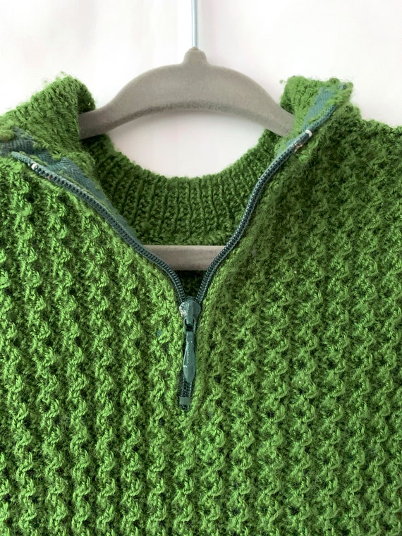 12-18 months vintage 60s knit top / green wool sh… - image 8