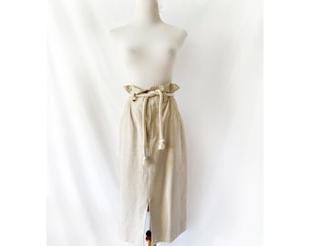 norman todd california linen skirt / rope belt / size 6