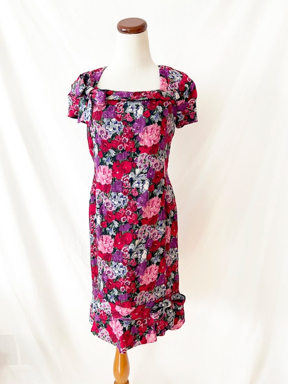 vintage albert nipon dress / floral / silk / spri… - image 2