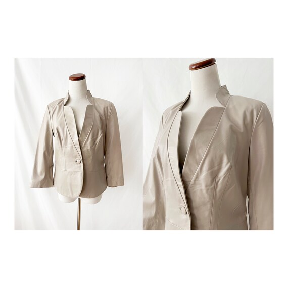 gray leather blazer jacket medium - image 1