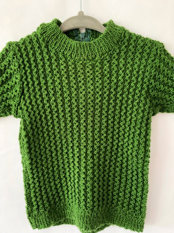 12-18 months vintage 60s knit top / green wool sh… - image 4