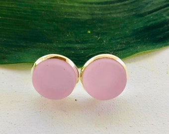 Pink Cultured Sea Glass Stud Earrings for Women, birthday gift, best selling items, best friend gift, beach jewelry, gift for her