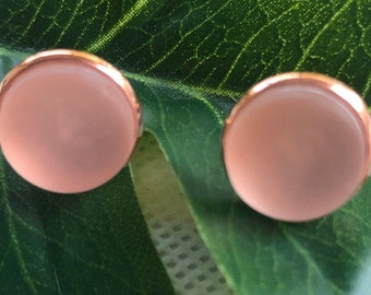 Clear Seaglass Stud Earrings with Rose Gold Setting