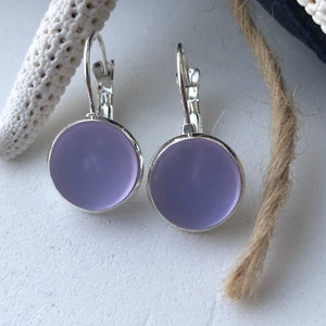 Purple Sea glass Lever back Earrings for Women beach glass earrings, purple glass earrings, birthday gift, best friend gift,gift under 30 image 1