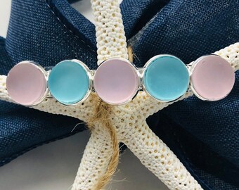 Pink and Blue Cultured Sea Glass Hair Barrette for women,  Birthday Gift, Hair Clip, Best Friend Gift, Best Selling Item,Thick Hair Barrette