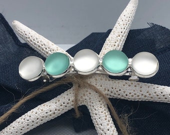 Sea Glass Hair Barrette, Seafoam green and Clear Sea Glass, Birthday Gift, Hair Clip,Best Friend Gift,Best Selling Item, Thick hair barrette