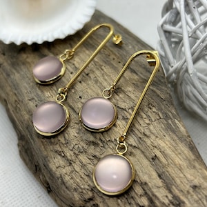 Purple Faux Gold Sea glass dangly Earrings for Women; beach glass earrings, purple sea glass earrings, birthday gift for her