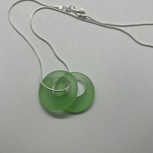Sterling Silver Seafoam Green Seaglass Circle Necklace, Gift for her, Sterling silver, stocking stuffer, seaglass jewelry, ocean jewelry image 10