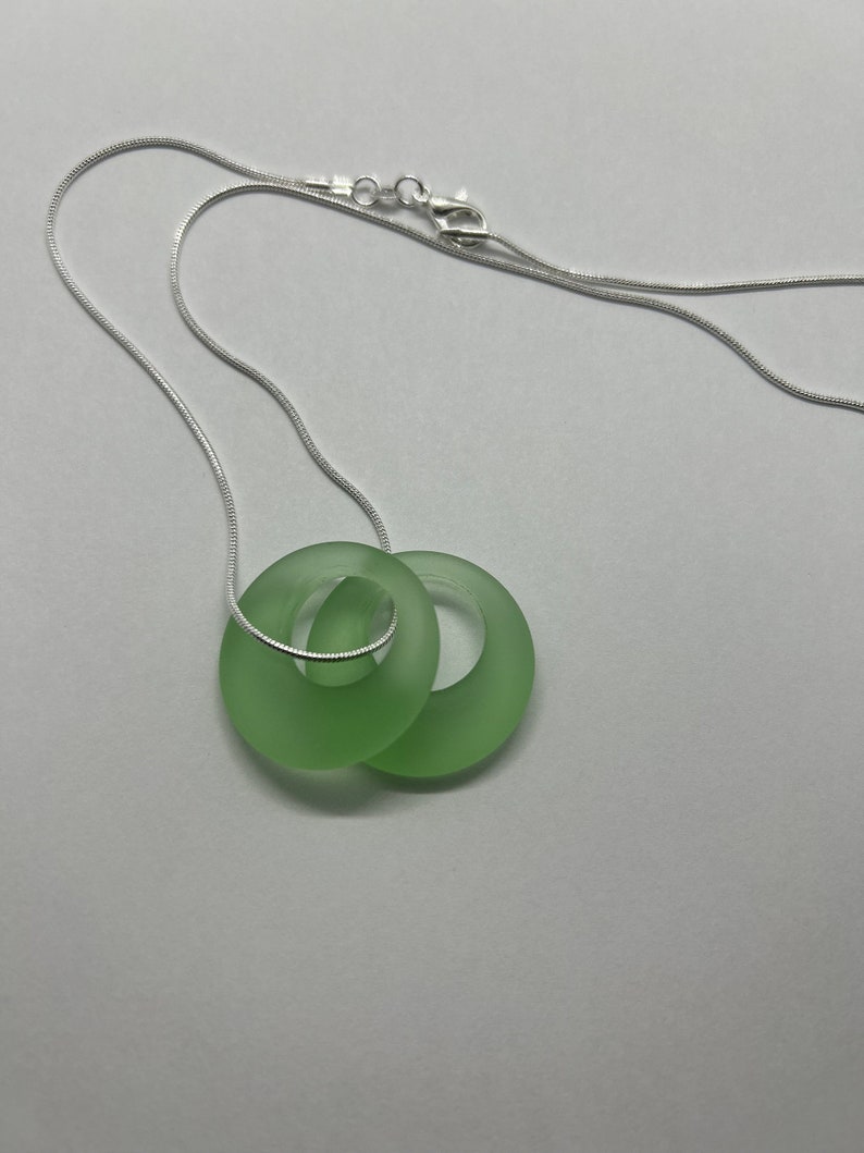 Sterling Silver Seafoam Green Seaglass Circle Necklace, Gift for her, Sterling silver, stocking stuffer, seaglass jewelry, ocean jewelry image 10