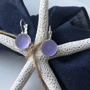 Purple Sea glass Lever back Earrings for Women beach glass earrings, purple glass earrings, birthday gift, best friend gift,gift under 30 image 9