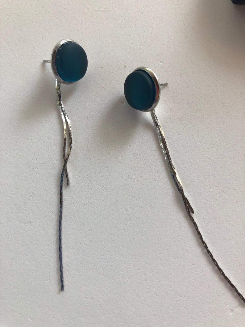 Best Selling Items Beach Glass Earrings Gift under 25 Aquamarine Blue Cultured Dangly Sea Glass Earrings Best Friend Gift Sea Glass