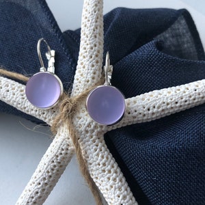 Purple Sea glass Lever back Earrings for Women beach glass earrings, purple glass earrings, birthday gift, best friend gift,gift under 30 image 4