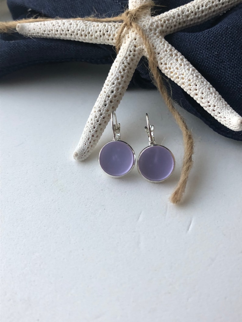 Purple Sea glass Lever back Earrings for Women beach glass earrings, purple glass earrings, birthday gift, best friend gift,gift under 30 image 10