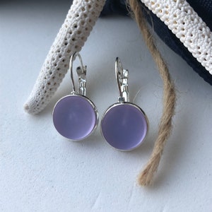 Purple Sea glass Lever back Earrings for Women beach glass earrings, purple glass earrings, birthday gift, best friend gift,gift under 30 image 3