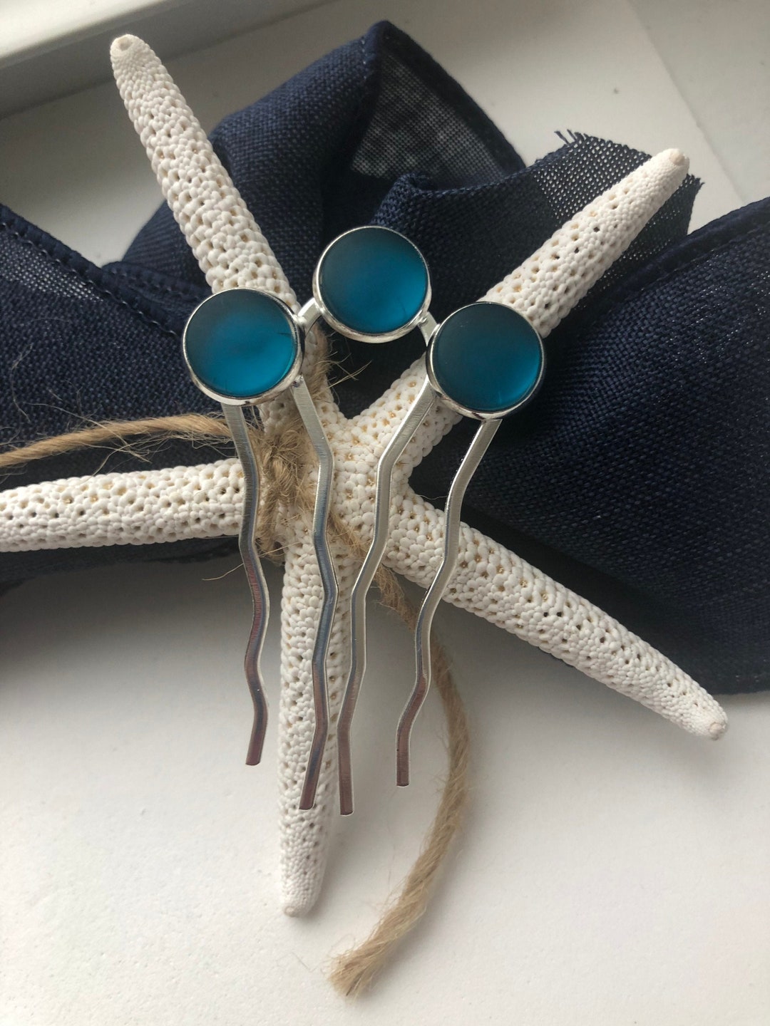 Aqua Blue Glass Hair Pin/ Hair Comb Hair Comb Birthday Etsy