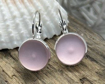Sea Glass Pink Earrings - Lever back Pink Cultured Sea Glass- Best Selling Items, Gift for her, Gift under 20, Beach Glass, Summer Jewelry