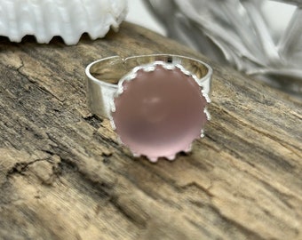 Pink Adjustable Cultured Sea glass Ring, Birthday Gift, Best Selling Item, Beach Jewelry, silver ring, beach glass, gift for her