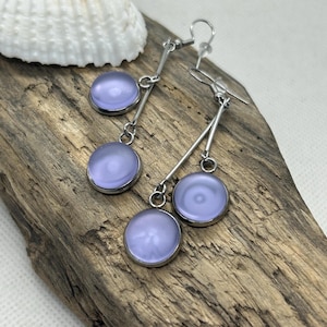 Purple Stainless Sea glass Dainty Minimalist Earrings for her, Bridesmaid Gift jewelry, everyday earrings, Hypoallergenic sea glass earrings