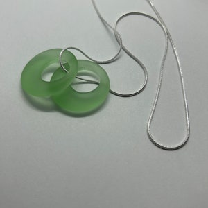 Sterling Silver Seafoam Green Seaglass Circle Necklace, Gift for her, Sterling silver, stocking stuffer, seaglass jewelry, ocean jewelry image 3