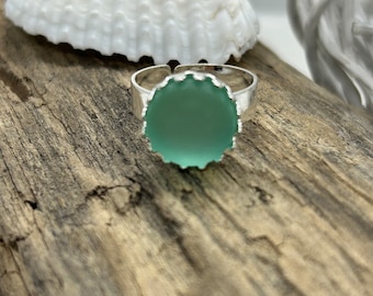 Seafoam Green Adjustable Cultured Sea glass Ring, Birthday Gift, Best Selling Item, Beach Jewelry, silver ring, beach glass, gift for her,