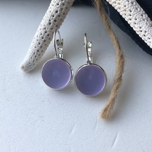 Purple Sea glass Lever back Earrings for Women beach glass earrings, purple glass earrings, birthday gift, best friend gift,gift under 30 image 7