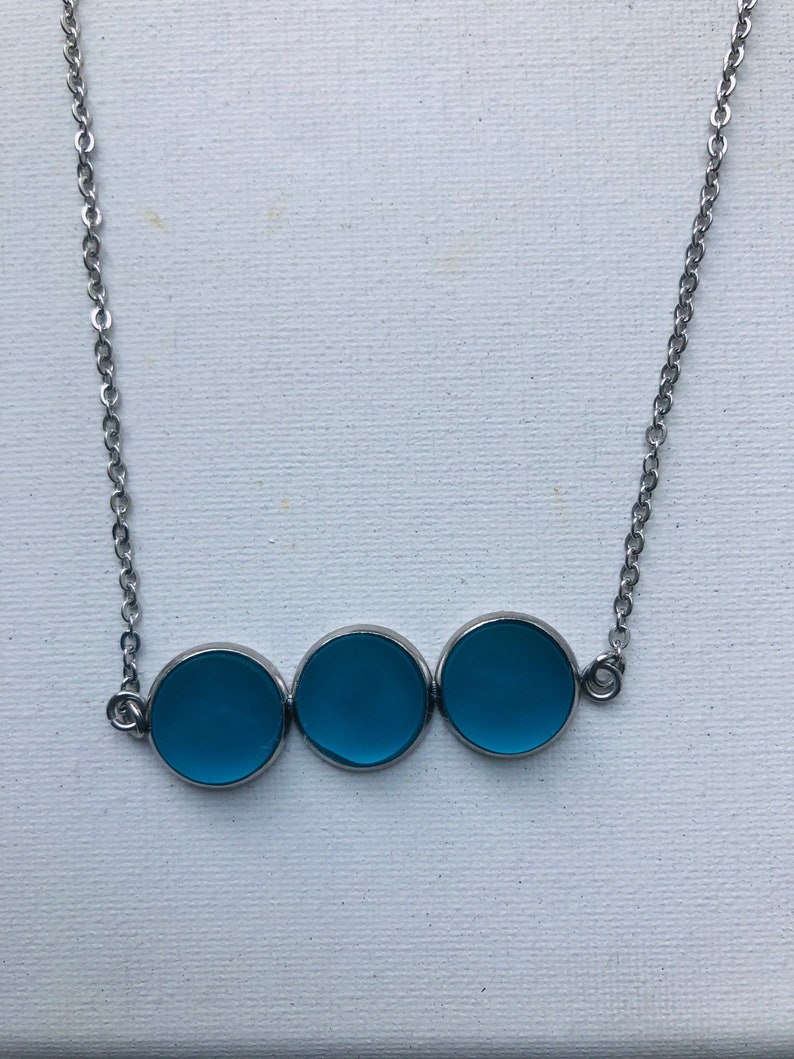 Sea Glass Aquamarine Blue 18 inch Cultured Sea Glass Necklace Beach Glass Lover Best Friend Gift Best Selling Items Gift under 25 image 6