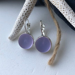 Purple Sea glass Lever back Earrings for Women beach glass earrings, purple glass earrings, birthday gift, best friend gift,gift under 30 image 8