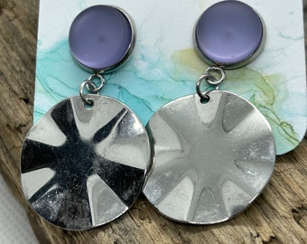 Purple Sea Glass Dangly Earrings, Beach Glass Jewelry for her, Birthday Gift, Best Selling Items, Gift under 25, purple sea Glass Earrings