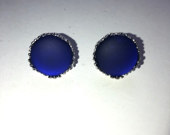 Sea Glass Stud Earrings for Women, Cobalt Blue Cultured Sea Glass, Best friend gift, teacher gift, best selling item, birthday gift, gift