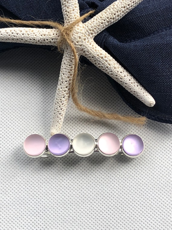 Sea Glass Hair Barrette, Pink & Purple, Snap Clip, 3 Inch