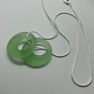 Sterling Silver Seafoam Green Seaglass Circle Necklace, Gift for her, Sterling silver, stocking stuffer, seaglass jewelry, ocean jewelry image 1