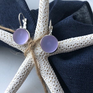 Purple Sea glass Lever back Earrings for Women beach glass earrings, purple glass earrings, birthday gift, best friend gift,gift under 30 image 5