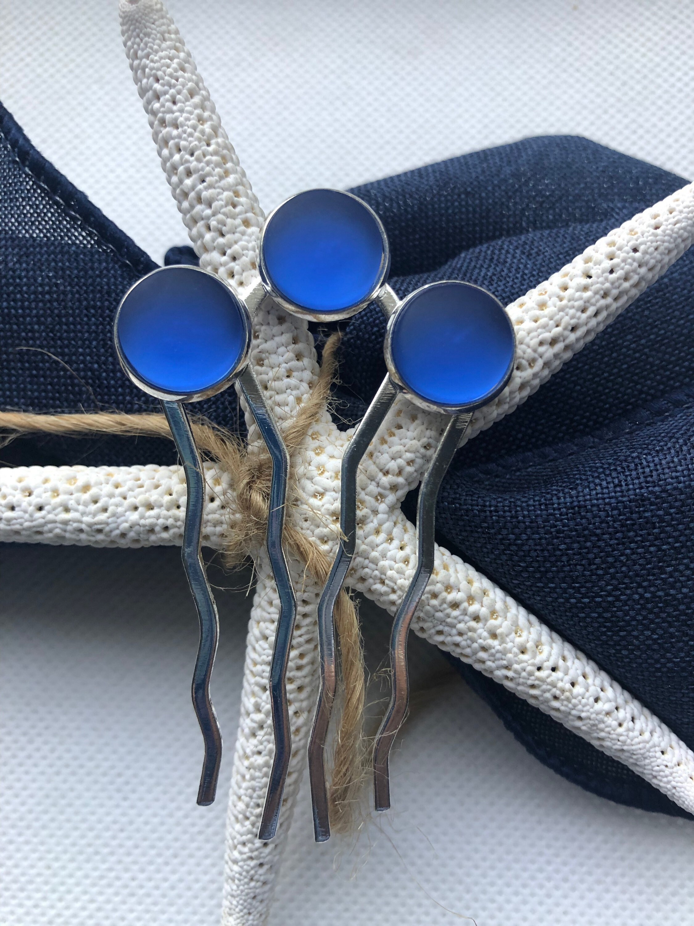 Cobalt Blue sea glass Glass Hair Pin/ Hair Comb, Birthday Gift-Hair Accessory- Beach Glass, Sumner Hair Accessory-Gift Under 20