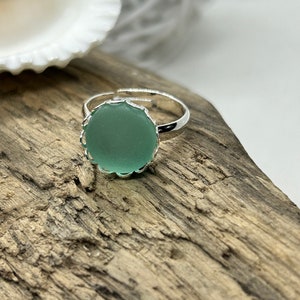 Seafoam Green Adjustable Cultured Sea glass Ring, Birthday Gift, Best Selling Item, Beach Jewelry, silver ring, beach glass, gift for her,