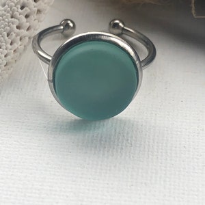 Sea foam Green Adjustable Cultured Sea Glass Ring, Birthday Gift, Best Selling Item, Gift under 20, Beach Jewelry, Summer Ring