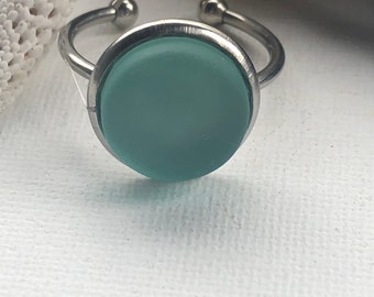 Sea foam Green Adjustable Cultured Sea Glass Ring, Birthday Gift, Best Selling Item, Gift under 20, Beach Jewelry, Summer Ring