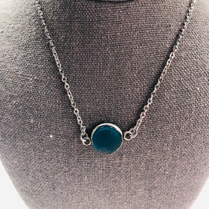 Aquamarine Blue Cultured Sea Glass Necklace For Women, best selling item, gift under 30, minimalist layering necklace for sensitive skin