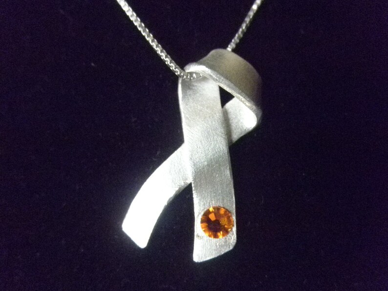 MS Awareness Ribbon necklace Orange Awareness Ribbon Etsy