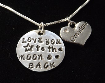 Grandma Love You to the Moon and Back Necklace, Grandma Mother's Day gift, Jewelry for Grandma, New Grandma Gift, Grandma Birthday Necklace