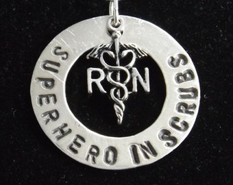 Superhero in Scrubs Necklace, Nurse Necklace, RN Jewelry, Fun Nurse Gift, Nurse Graduation Gift, Nurse Birthday Gift, Student Nurse Jewelry