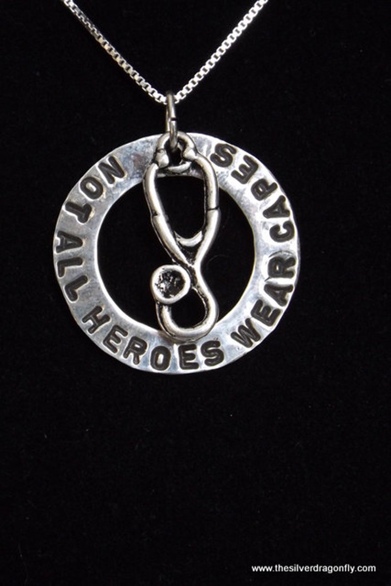 Not All Heroes Wear Capes Necklace, Nurse Hero Necklace, Nurse Jewelry, Stethoscope Charm Necklace, Nurse Graduation Gift, Student Nurse image 4