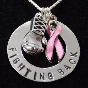 Fighting Back Against Breast Cancer Necklace, Breast Cancer Warrior, Pink Ribbon Jewelry, Breast Cancer Awareness, Cancer Fighter Gift