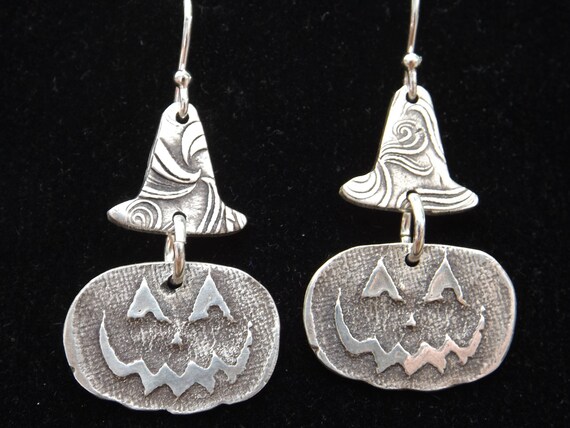 Jack O Lantern Witch dangle earrings Halloween Witch | Etsy