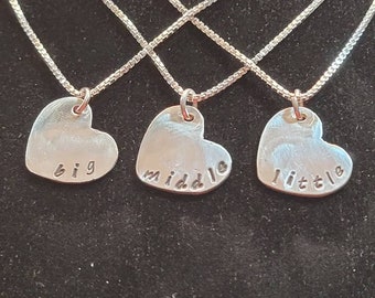 Big Middle Little Sister Necklace Set, Gift for Sisters, Gift for Daughters, Big Sis Jewelry, Middle Sis Jewelry, Little Sis Jewelry